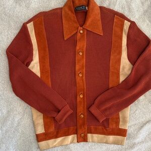 Men's Rust and Cream Bomber Jacket